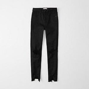Abercrombie & Fitch black high rise super skinny ankle jeans distressed